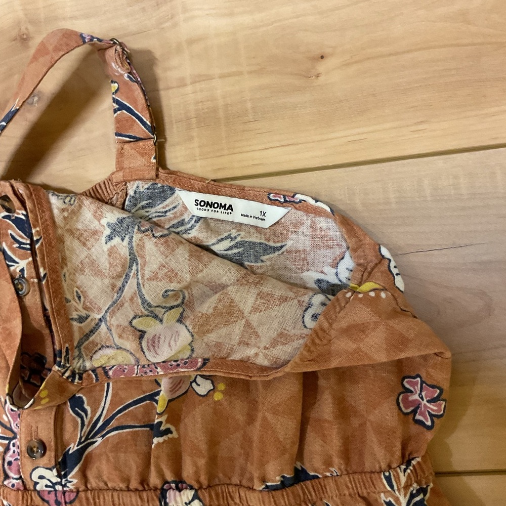 Sonoma Goods For Life Floral Print Linen Blend Sleeveless High-Low Dress Size 1X - Picture 11 of 13